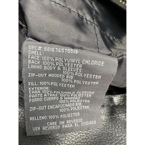 Kenneth Cole Reaction Mens Aviator Jacket‎ Black Fleece Hood Collar Zipper Large - Picture 4 of 7